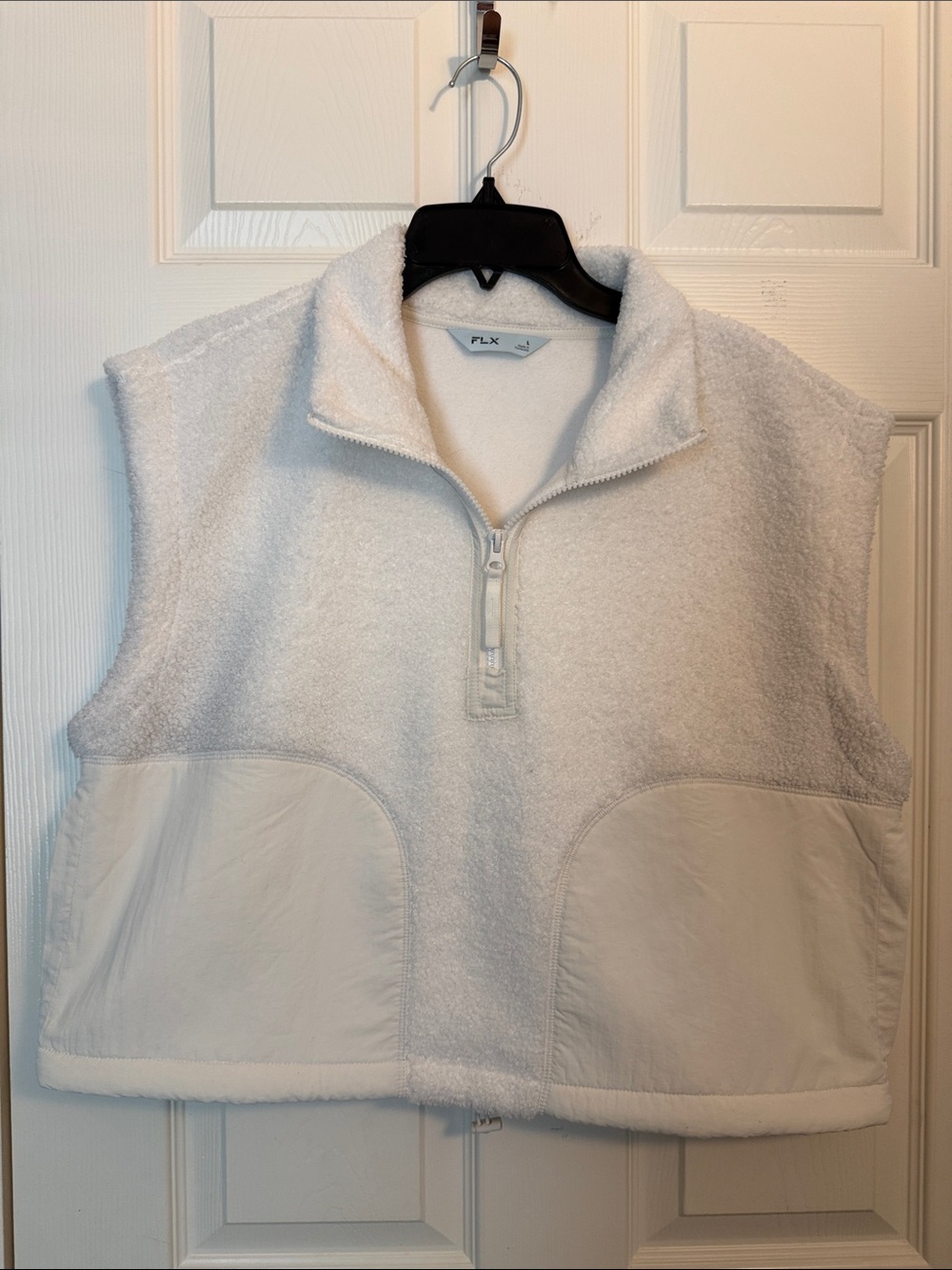 FLX Women's White Sherpa Half-Zip Vest
